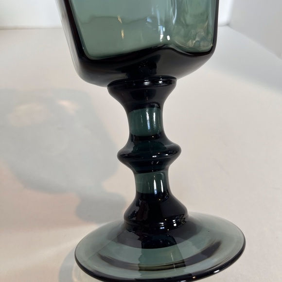 Set of Two Glass Goblets in Smokey Blue-Gray Color - Picture 7 of 8